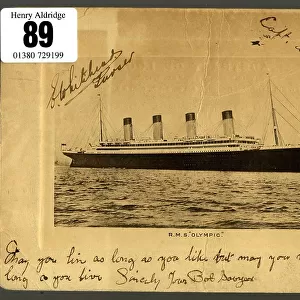 White Star Line, RMS Olympic, photo with handwriting
