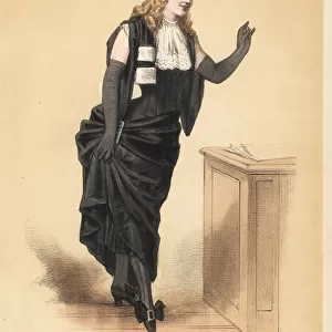 Woman in costume as a lawyer from the comedy Le Divorce