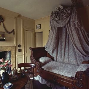 The bedroom in the recreation of Huguenot silk weavers house in Spitalfields
