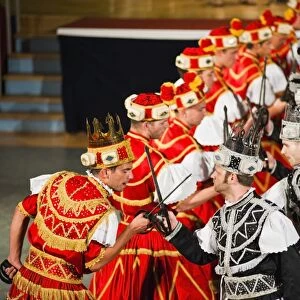 Dancers doing the traditional Moreska sword dance, in Korcula, Dalmatian Coast, Croatia, Europe