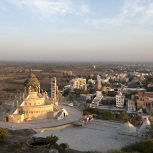 Jain temple, newly constructed, at the foot of Shatrunjaya Hill, in the early morning sunshine