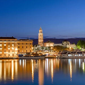 Split Harbour with Cathedral of Saint Domnius, Split, Dalmatian Coast, Croatia, Europe