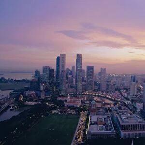 Sunset over the business district of Singapore