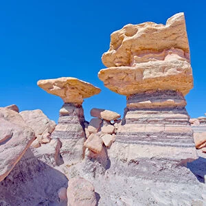 Towering pillars of rock in Devils Playground at Petrified Forest National Park, Arizona, United States of America, North America