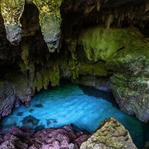 Turquoise water in the Grotto, Christmas island, Australia, Indian Ocean