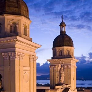 A view of the Catedral de Nuestra Senora de la Asuncion at dusk, Santiago de Cuba