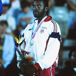 Great Britains bronze medalist Keith Connor at the 1984 Los Angeles Olympics