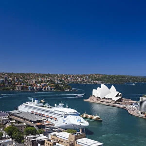 Australia, New South Wales, NSW, Sydney, SThe Rocks area, Sydney Opera House, elevated