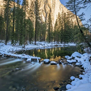 El Capitan & Merced River in Winter, Yosemite National Park, California, USA