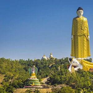 Elevated view of Maha Bodhi Ta Htaung Standing Buddha, Reclining Buddha