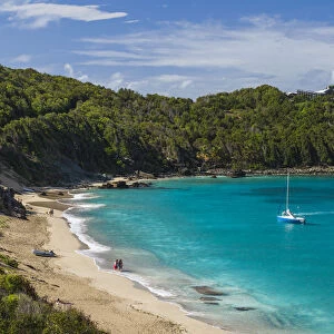 French West Indies, St-Barthelemy. Colombier, Anse de Colombier bay and beach