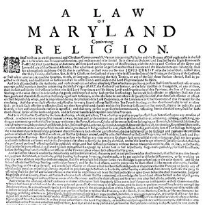 ACT OF TOLERATION, 1649. The Act of Toleration, passed by the Province of Maryland in 1649