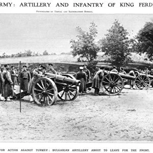 BALKAN WAR, 1912. Bulgarian artillery about to leave for the front during the First Balkan War