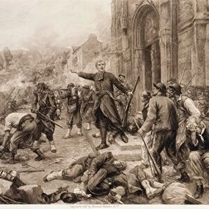 BATTLE OF BAZEILLES, 1870. Ambush on Bavarians by French troops in front of a church in Bazeilles