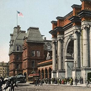 BOSTON: NORTH STATION. North Railroad Station at Boston, Massachusetts. Photopostcard, c1910