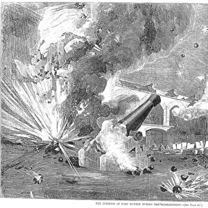CIVIL WAR: FORT SUMTER 1861. The Confederate bombardment of Fort Sumter, Charleston Harbor, South Carolina, 12-13 April 1861. Wood engraving, American, 1861