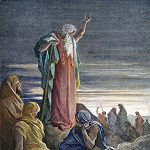 DOR├ë: EZEKIEL PROPHESYING. Ezekiel prophesying to a crowd (Ezekiel 1: 3). Wood engraving after Gustave Dor