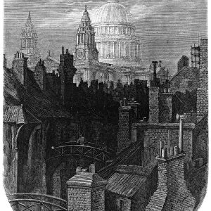 DORE: LONDON, 1872. St. Pauls from the Brewery Bridge. Wood engraving after Gustave Dore