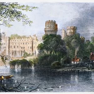 ENGLAND: WARWICK CASTLE. Warwick Castle, Warwickshire, England, on the River Avon. Steel engraving, 19th century