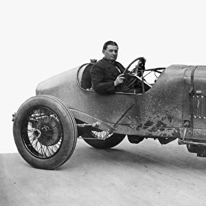 RACE CAR, 1914. Albert Guyot of France at the wheel of the Delage he drove in the 1914 Indianapolis 500 mile race