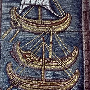 RAVENNA: SHIPS AT CLASSIS. Copy of mosaic, early 6th century A