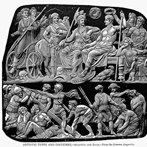 ROME: GEMMA AUGUSTEA. Engraving after the Gemma Augustea cameo depicting the glorification of Augustus, 1st century A. D
