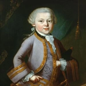 WOLFGANG AMADEUS MOZART (1756-1791). Austrian composer. Mozart at age 7. Oil on canvas