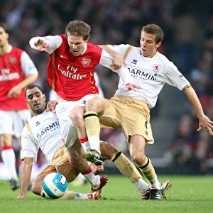 Alex Hleb (Arsenal) Mohamed Shawky and Gary O Neil (Boro)