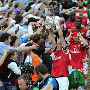 Arsenal FC Wins FA Cup: Olivier Giroud Lifts the Trophy after Arsenal v Hull City