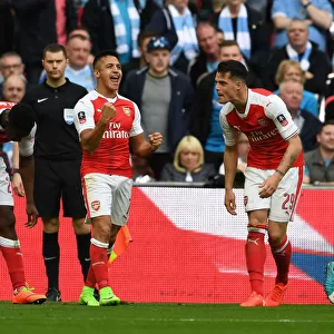 Arsenal's Alexis Sanchez and Granit Xhaka Celebrate Goals in FA Cup Semi-Final vs Manchester City