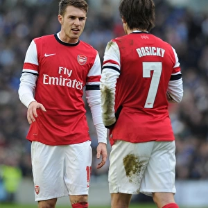 Arsenal's Ramsey and Rosicky in FA Cup Action against Brighton & Hove Albion