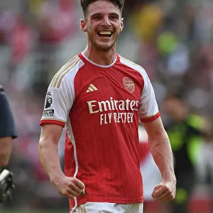 Arsenal's Triumph Over Manchester United: Declan Rice Leads the Victory Celebrations (2023-24 Premier League)