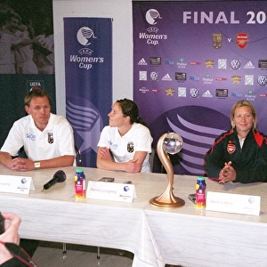 Jayne Ludlow and Vic Akers in the Pre match Press Conference with Andree Jeglertz