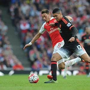 Mesut Ozil Closes Down Chris Smalling in Intense Arsenal vs Manchester United Clash