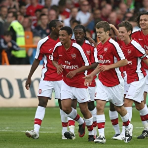 Nacer Barazite and Teammates Celebrate Arsenal's Second Goal Against Barnet, 2008