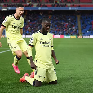 Pepe and Martinelli Celebrate Arsenal's Third Goal Against Crystal Palace (2020-21)