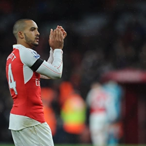 Theo Walcott's Triumphant Moment with Arsenal Fans after Arsenal v Newcastle United Match, Premier League 2015-16
