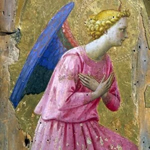 Angel in Adoration painting on wood. studio of Fra Angelico (born Guido di Pietro
