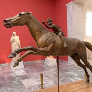 Bronze statue of horse and young jockey, ca 140 BC