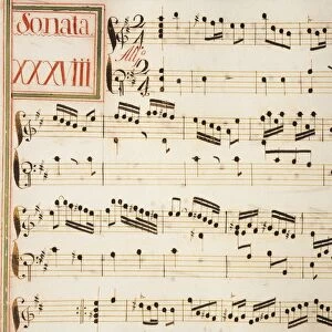Collection of sonatas for harpsichord, by Domenico Scarlatti (1685-1757), 1742, manuscript, Sonata no, 38, score