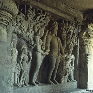 India, Maharashtra State, Aurangabad, Ellora Caves, Dhumar Lena Cave, Reliefs