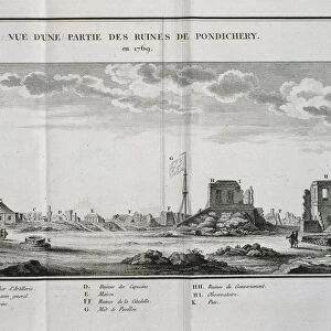 India, Pondicherry, View of one part of ruins by Guillaume Le Gentil, from Voyage in Indian Ocean 1761-1769, engraving, 1769
