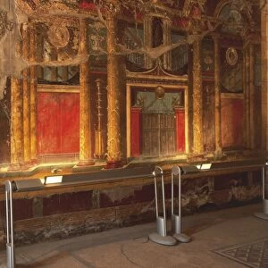 Italy, Campania, Torre Annunziata, Triclinium with frescoes