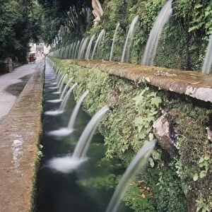 Italy, Tivoli, Avenue of the Hundred Fountains at Villa d Este