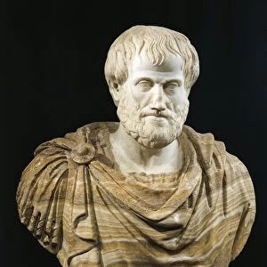 Marble and alabaster bust of Aristotle, copy of Greek bronze original by Lysippus