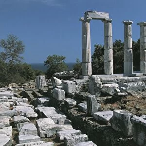 Old ruins of a temple, Sanctuary Of The Great Gods, Samothrace, Aegean Islands, East Macedonia And Thrace, Greece