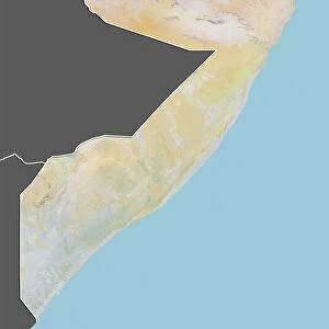 Somalia, Relief Map with Border and Mask