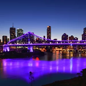 Sunset at Brisbane City View and Story Bridge, Queensland / Australia