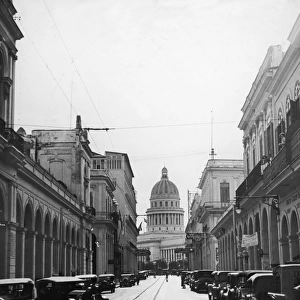 Calle Zulueta And Capitol, Havana, Cuba, 1935