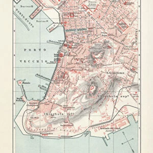Historical city map of Trieste, Italy, lithograph, published in 1897